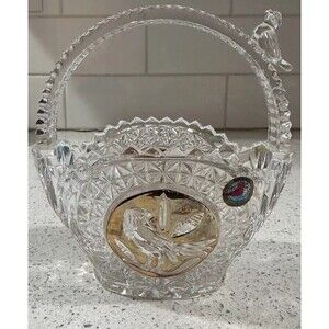 Hofbauer 24% Lead Crystal Byrdes Collection Oval Basket AU Plomb #1348 Germany!